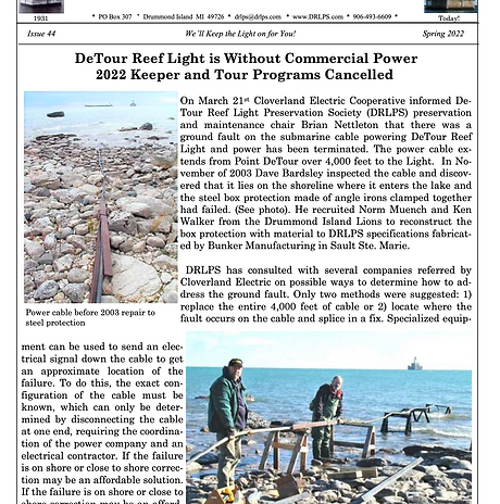 Past Society Newsletters (List) | Detour Reef Light